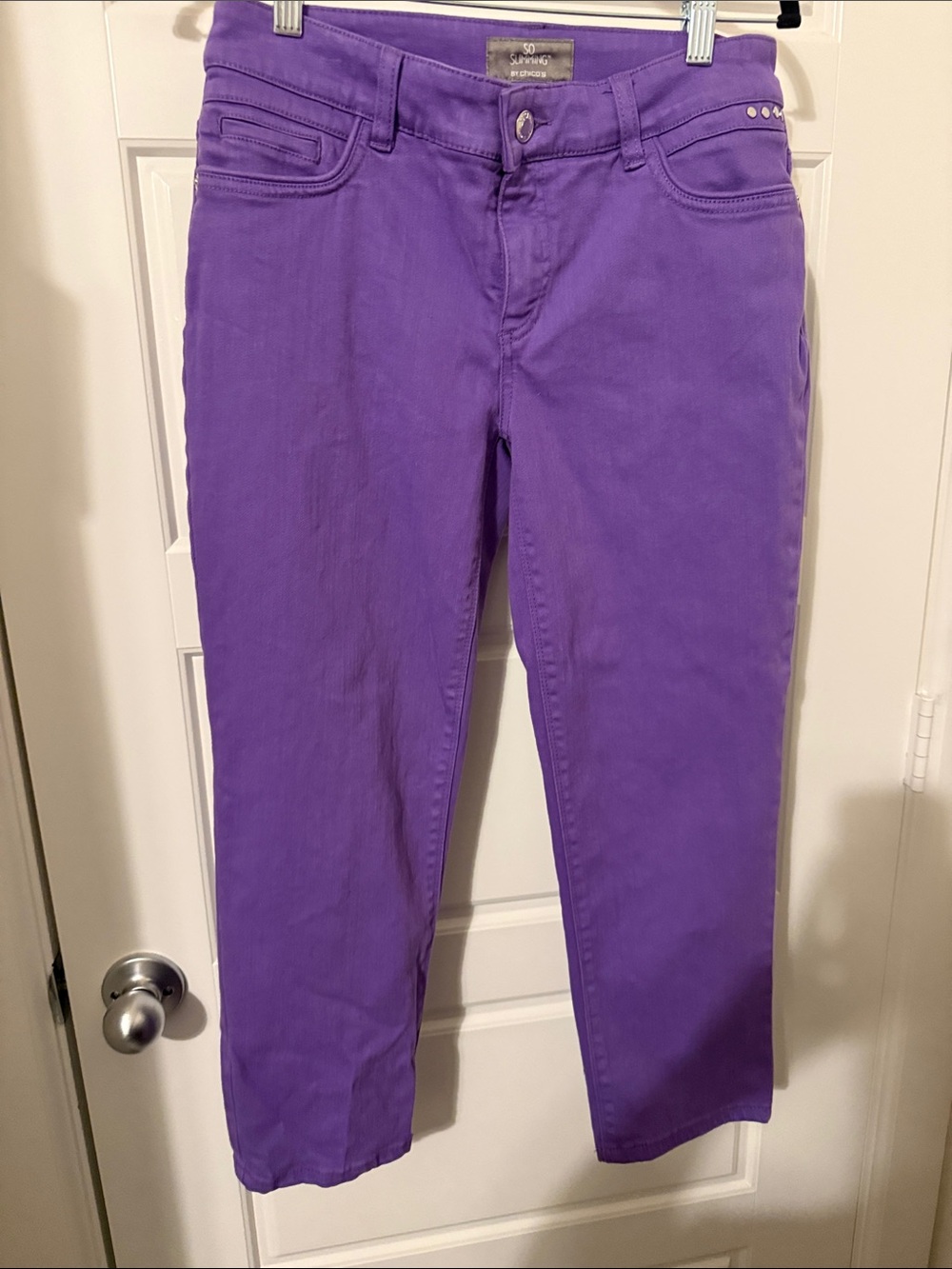 Chico's Vibrant Purple Ankle Crop Stretch Jeans